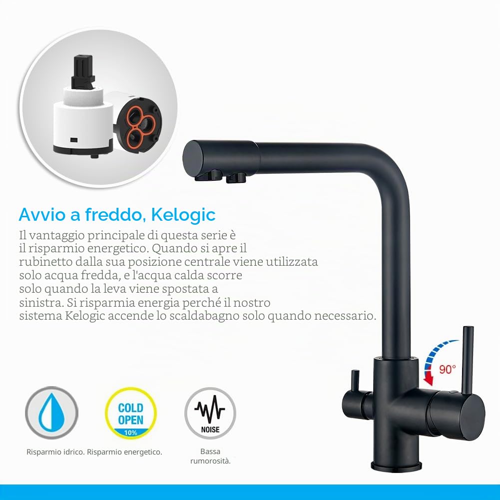 GRIFEMA Dover, Rubinetto Cucina 3 Vie per Sistemi Osmosi, Miscelatore Lavello Tre Vie [Exclusiva Amazon] [Esclusiva Amazon]