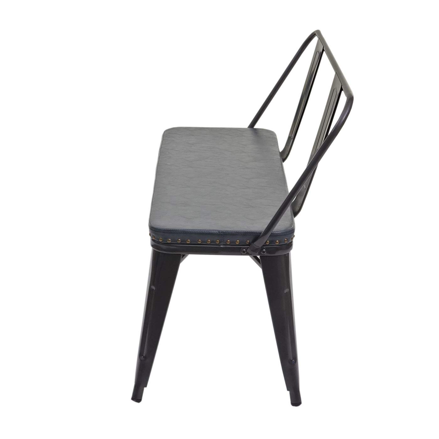 Mendler Banc à 2 Places Similicuir Noir Gris HWC-H10