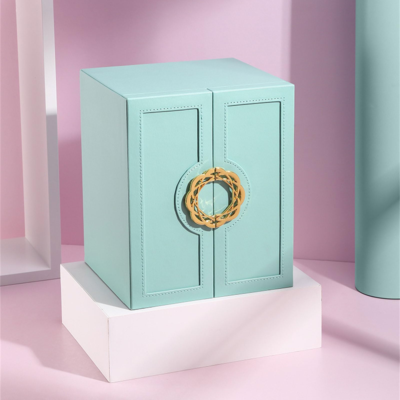 PANGBOER Joyero de piel sintética, elegante organizador de accesorios con múltiples compartimentos, terciopelo forrado, caja de almacenamiento de joyas, solución de organización de joyas