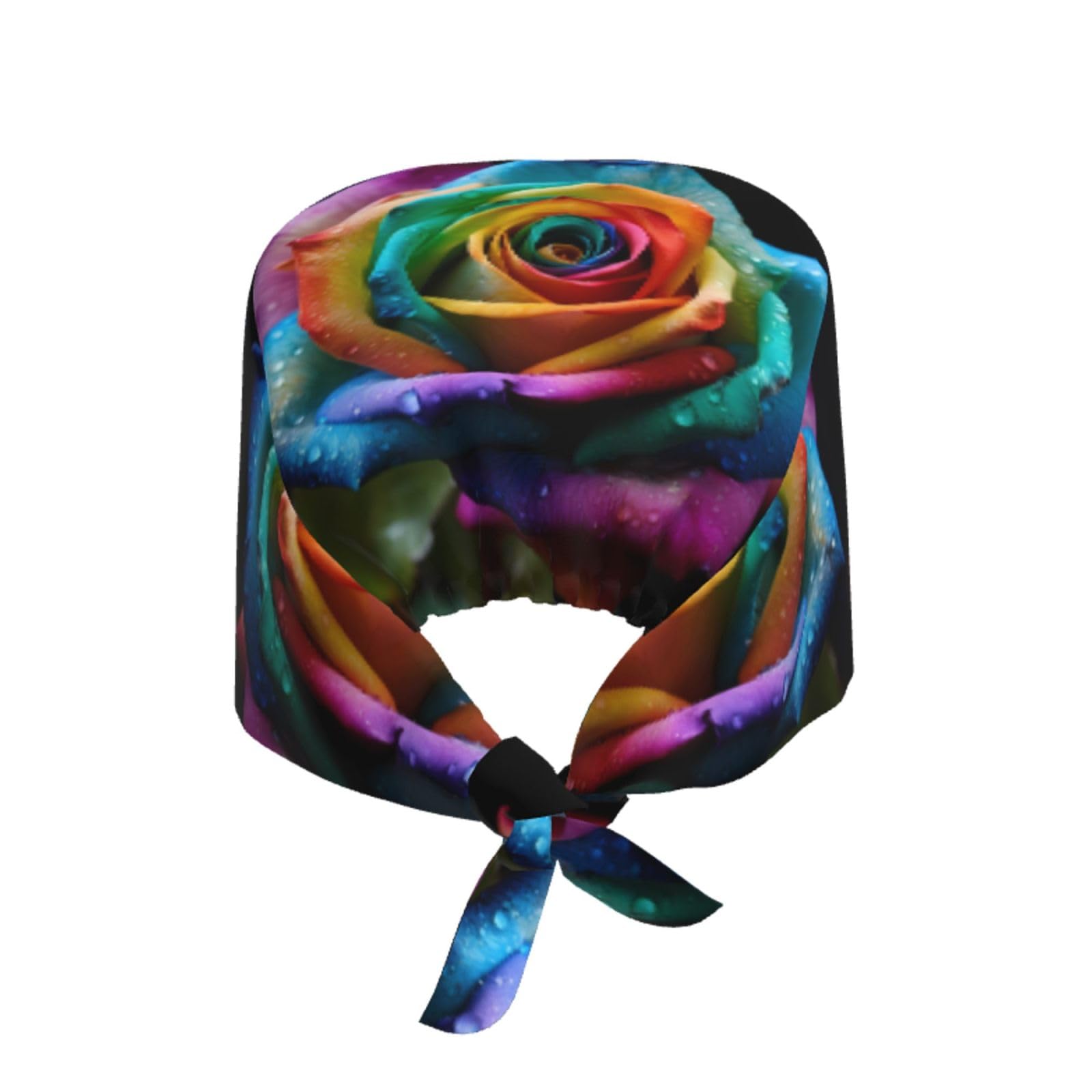 YYHWHJDE Breathable Work Hat Rainbow Rose Prints Adjustable Comfortable Chef Hat for Women & Men