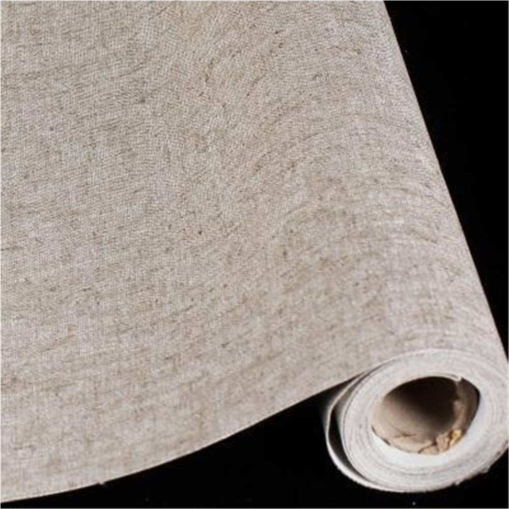1 Piece Linen Blend Rolled Canvas, Triple Primed Unbleached Blank Canvas 5meters*48cm for Oil Acrylic Painting