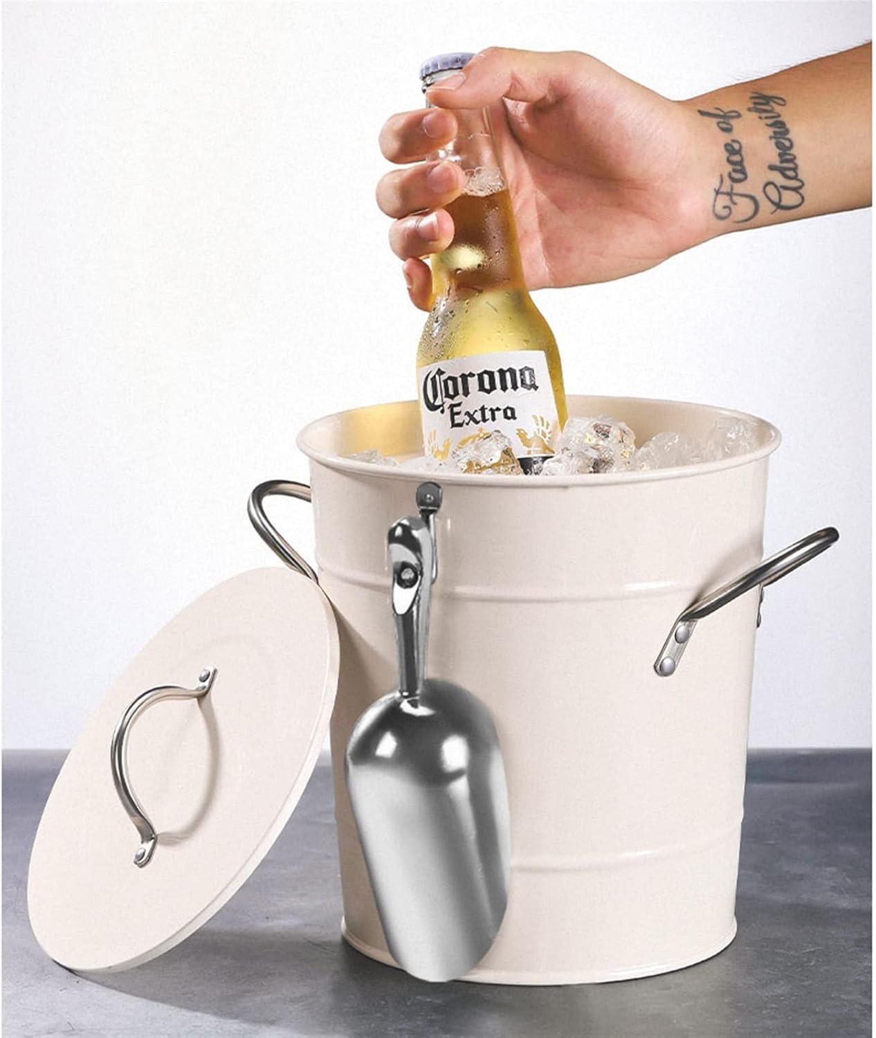 Cubitera Botella Vino Cubo de Hielo de Aislamiento de Doble Capa con Tapa y Bebida de Hielo bañera contenedor de Hielo para la Cerveza de champán de Vino
