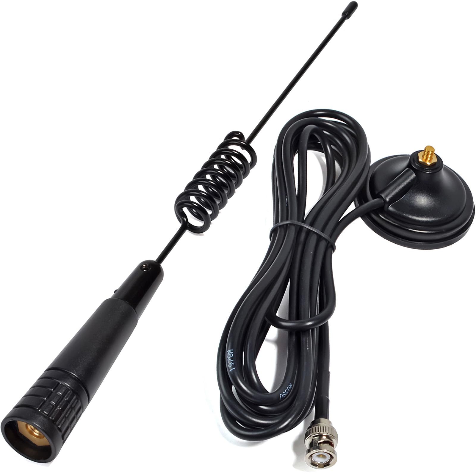 HYS 27MHz CB Radio Antenna Mag Mount, Stainless Steel Magnet Base with 13ft RG58U Coaxial Cable & BNC Connector for Cobra Midland Uniden AnyTone Handheld Portable CB Radios