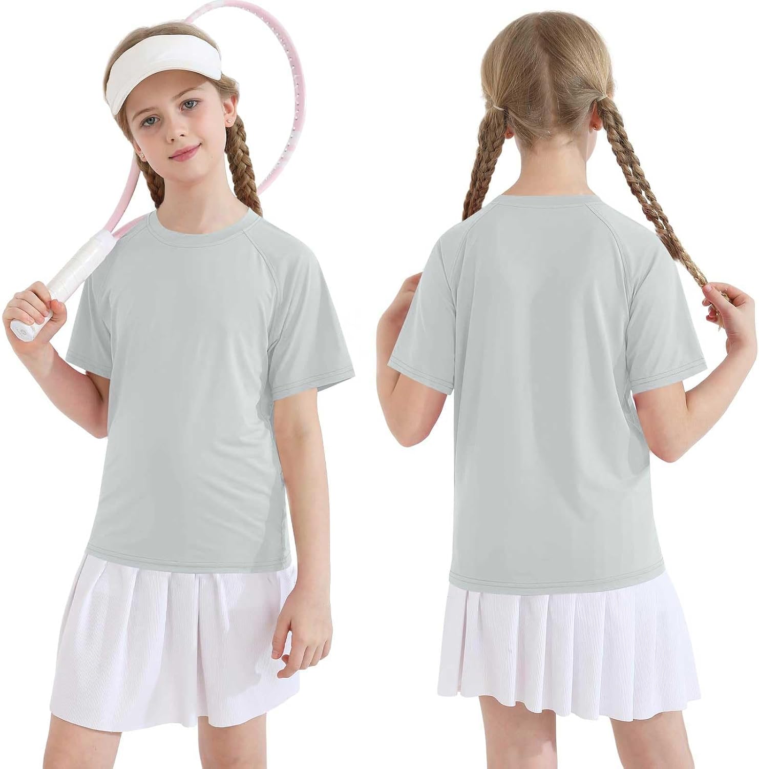 Boys Girls UPF 50+ Quick Dry T-Shirt Short Sleeve Athletic Sports Tops Basic Solid Crewneck Tees Running Active T-Shirt