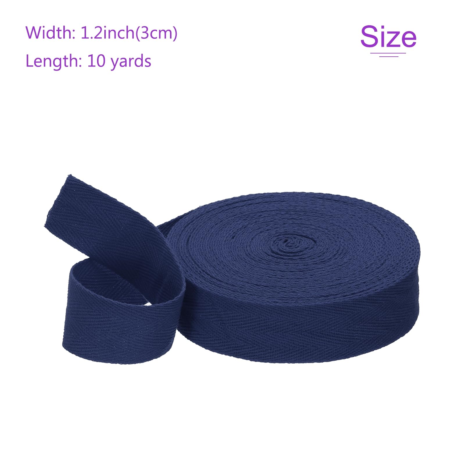 DMiotech 1.2"(3cm) 10 Yards Cotton Twill Tape Cotton Ribbons Bias Binding Tape Herringbone Tape Ribbons Navy Blue for DIY Crafts Making Clothes - Image 3