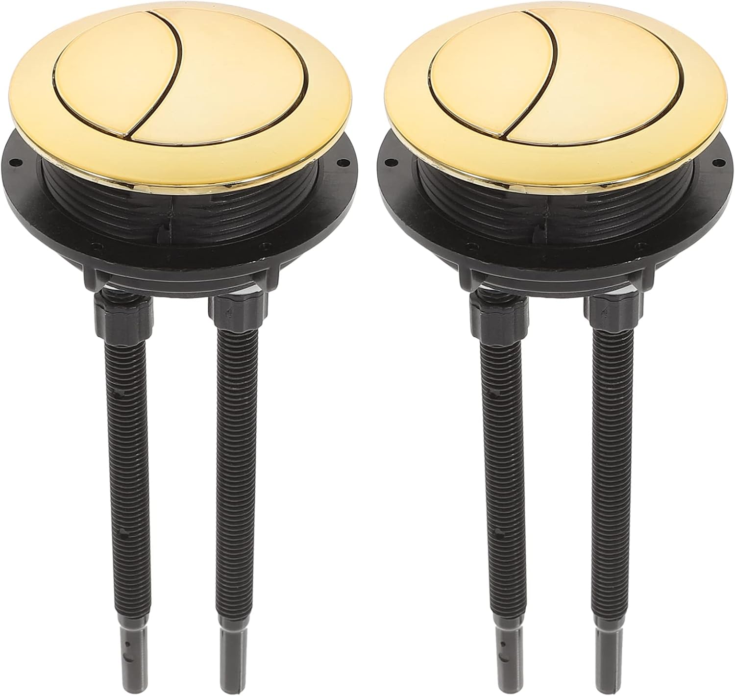 Angoily Toilet Flusher Replacement Kit, 2Pcs Dual Push Flushing Button Toilet Part for Water Tank Accessory Easy to Install Bathroom Cistern Replacement High Brightness Finish