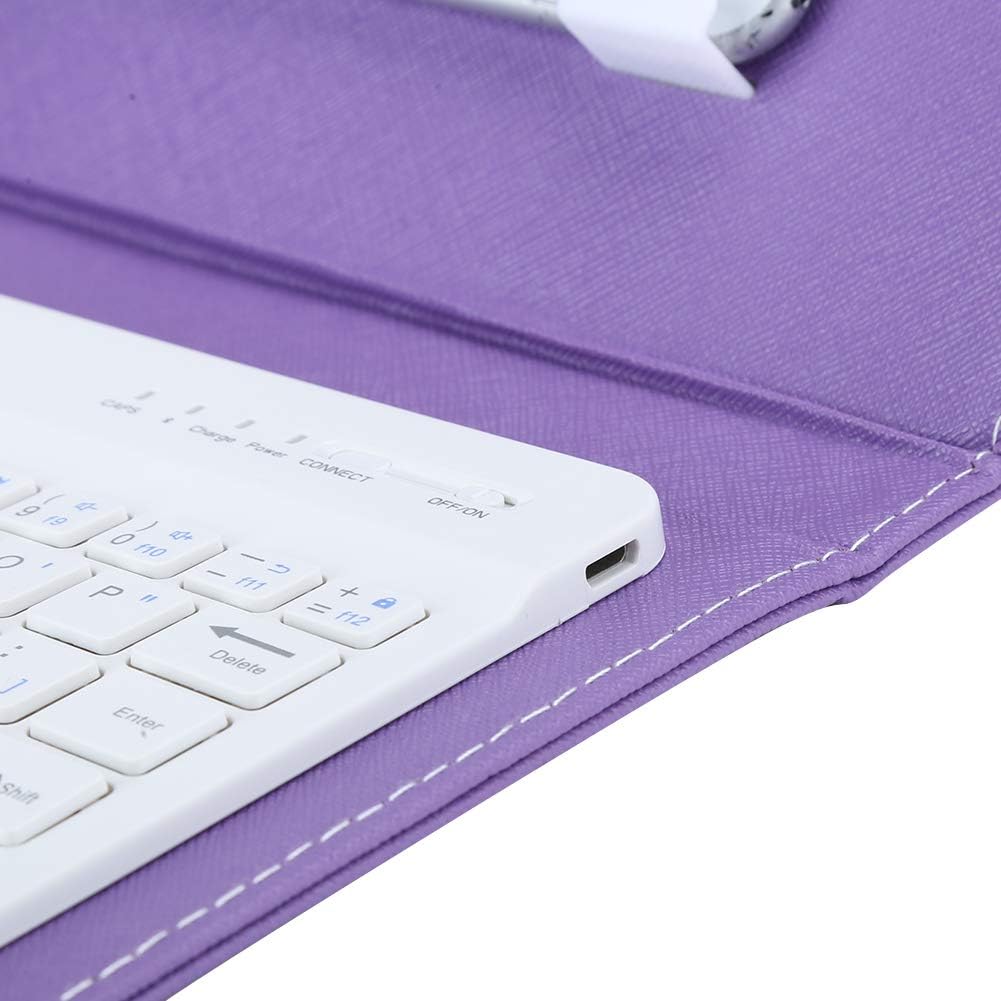 V BESTLIFE Keyboard, 7 Inch Universal Wireless Keyboard for Bluetooth 3.0 with PU Leather Case for 4.5‑6.8 Inch Screen Phones for Android for Windows(Purple)