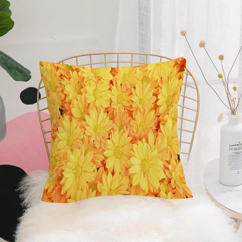 HYOSXW Cushion Cover,Throw Pillow Case Home Decorative for Living Room Bedroom Sofa Chair 16X16 Inch,Chrysanthemums, yellow flowers, fresh, daisies, flowers bushes,Pillowcase 40X40cm