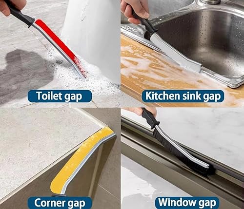 Miniatura 3 de 6 cepillos de limpieza de huecos, cepillo de limpieza multifuncional de cerdas duras para baño, cocina, azulejos, ranura de ventana (6 unidades,