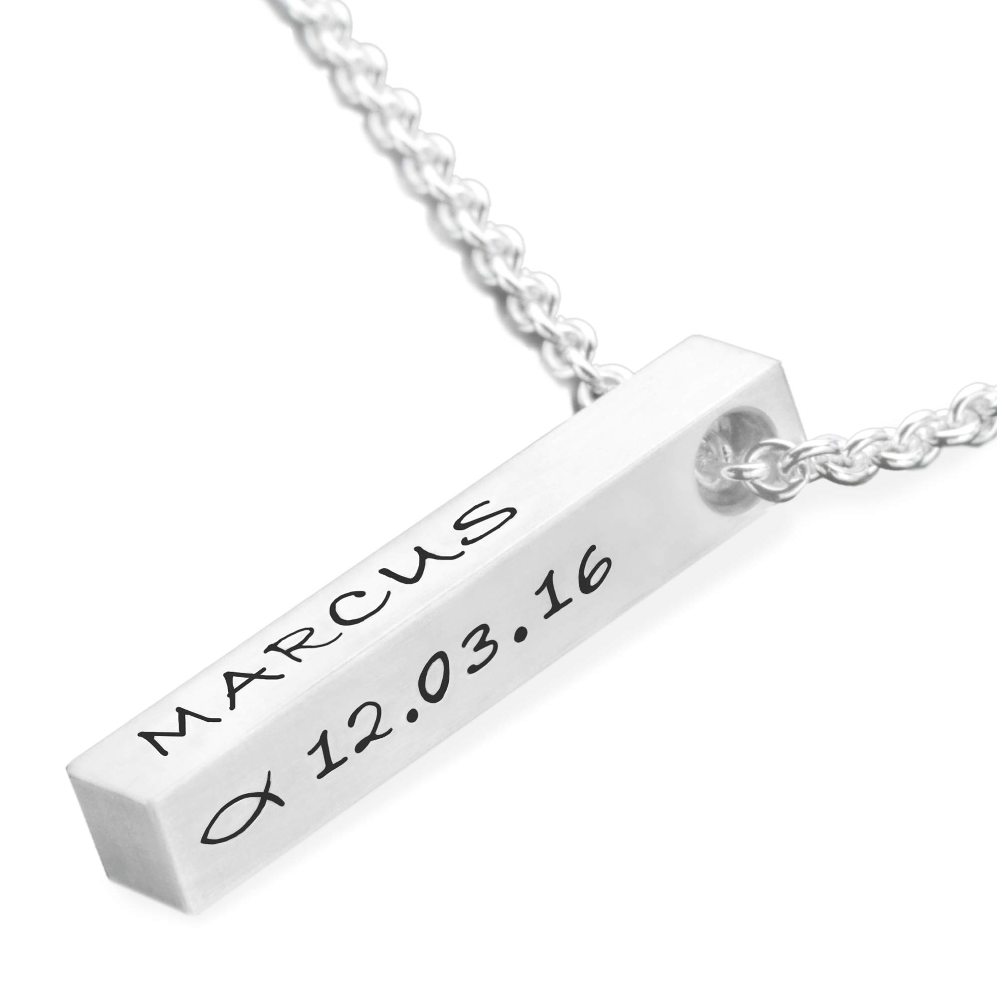 Kette Konfirmation Kommunion Junge Gravur Stabanhänger FBML BLESSING personalisierbare Silberkette Geschenk Firmung Jugendweihe Patengeschenk Bar