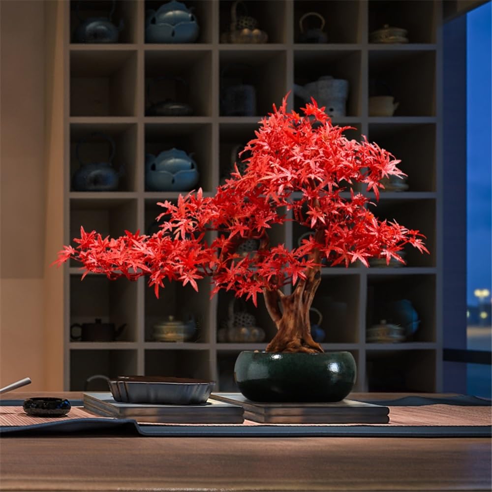 Artificielle Bonsaï Bonsaï Artificiel en érable Rouge avec Pots, décoration de Bureau, hôtel, aménagement paysager Plante Artificielles
