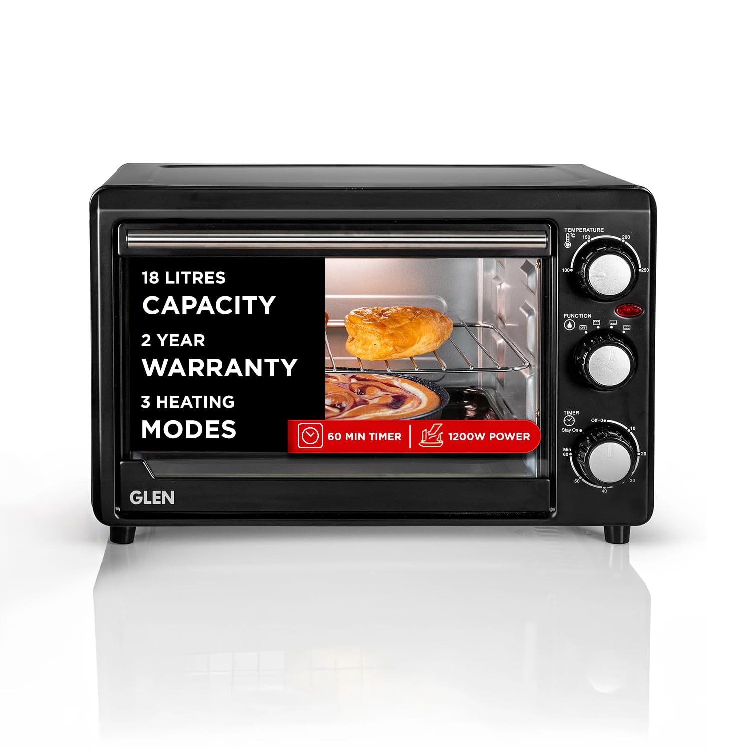 Glen Oven Toaster Griller (OTG) - 18 Litres, Upper & Lower Heating 60 minute timer 1200W - Black (SA5018)-image-10