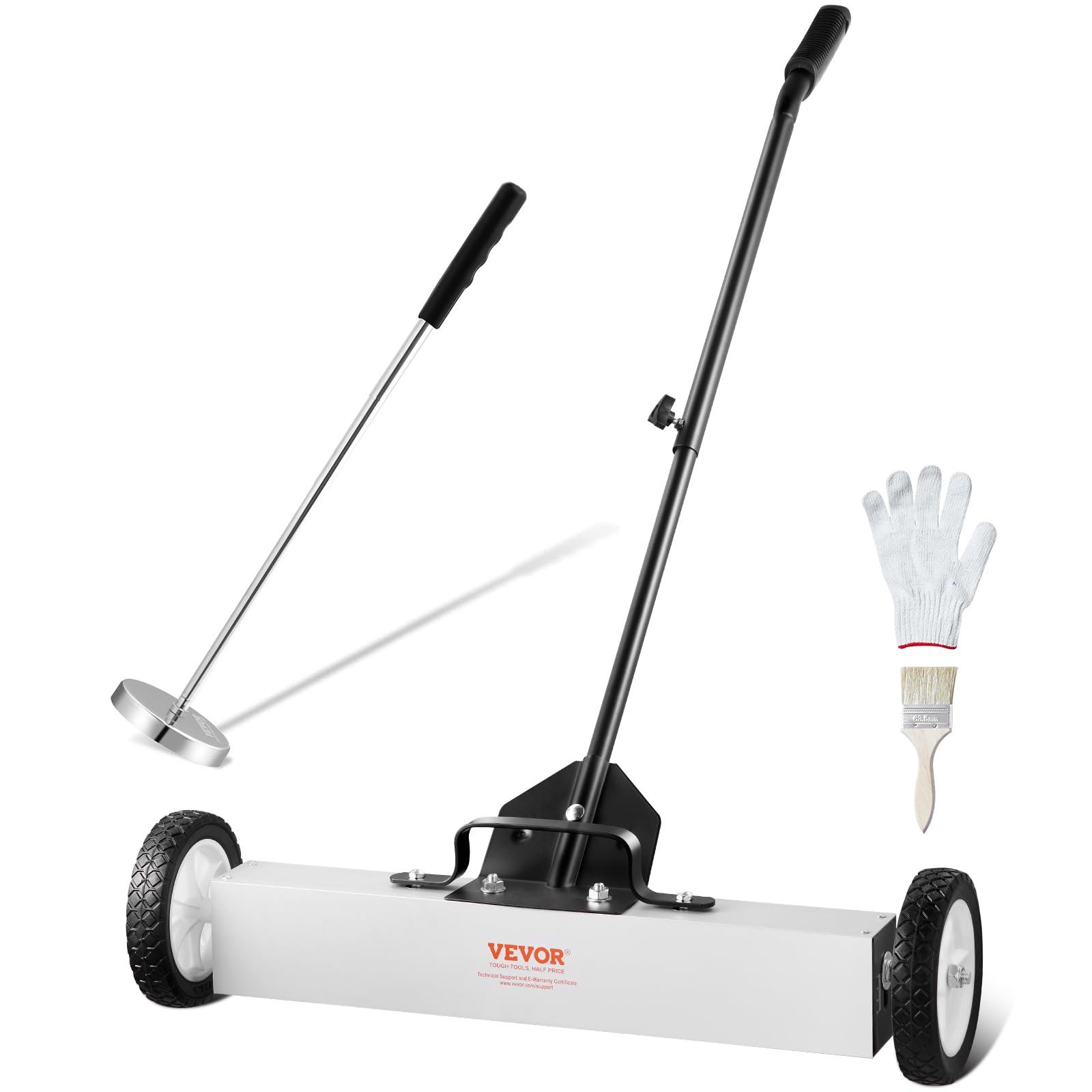 VEVOR Magnetkehrmaschine Magnetbesen, 61 cm / 8 cm magnetische Kehrmaschine, mit ausziehbarem magnetischem Aufnahmewerkzeug, 22,6 kg / 15,9 kg Tragfähigkeit, Kehrmaschine für Werkstatt, Garage, Hof