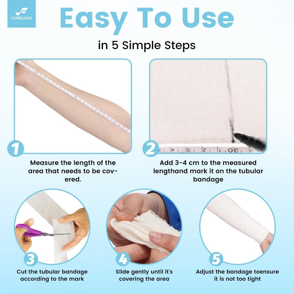 Tubular Layer Cotton Elastic Support Bandage, Size D (3" x 11 Yards) | Compression Tubes for Legs & Arm | Washable, Reusable Stockinette Tubing for Injury Recovery, Swelling & Sprains | Ace Bandage