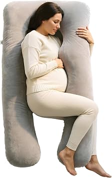 Nicola Spring Pregnancy Pillow for Sleeping - U Shaped Full Body Maternity Pillow with Storage Bag, Pregnancy Support Pillow for Back, Belly, Hips, Legs & Neck, Side Sleeper Cushion, Grey