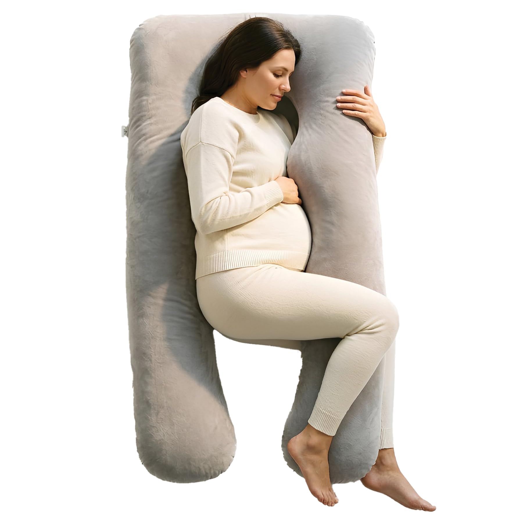 Nicola Spring Women's U-Shaped Pregnancy Pillow - Velvet - Grey