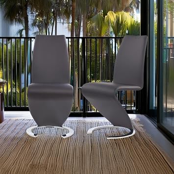 Mermaid Chair Set of 2, High Heel Chair with Pu Finish & Z-Shaped Design | Modern Dining Chairs with Padded Seat and Horseshoe Style Chrome Toned Rounded Base for Dining Room, Kitchen