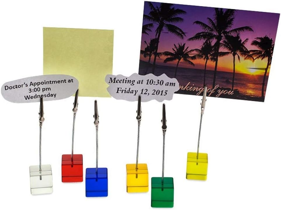 Source One Memo Clips with Alligator Clasps for Displaying Photos or Number Cards, 6 Different Colored Cubes (36 Piece Set)