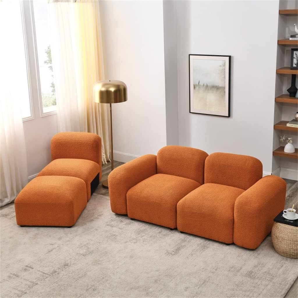 L-Shape Modular Sectional Sofa，DIY Combination，Teddy Fabric，