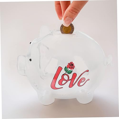 Miniatura 5 de Vaguelly Glass Piggy Bank Pig Money Bank Kids Pig Sculpture Alcancias De para Adultos Piggy Paint Terrarium Decor Clear Piggy Bank for High