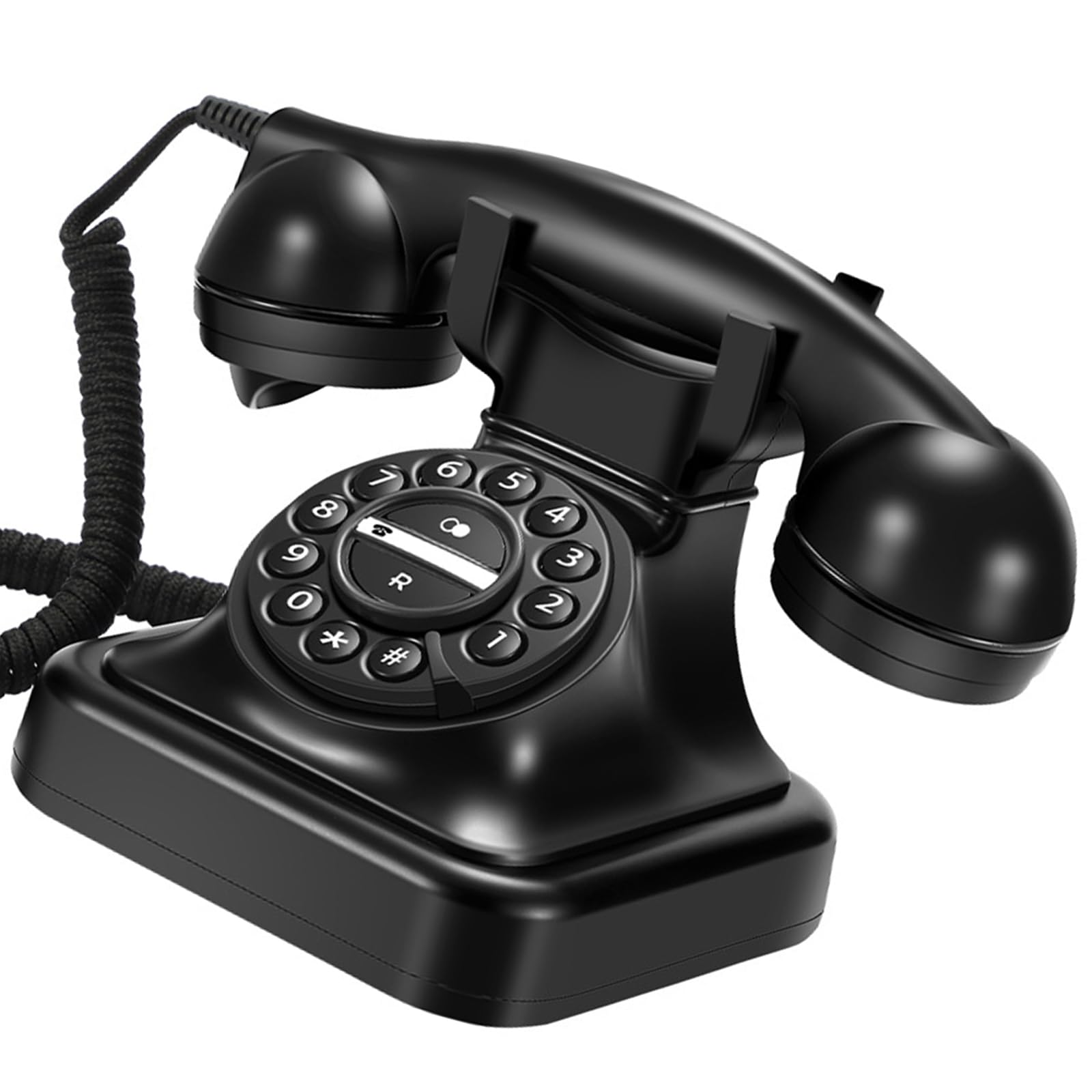 Diseño de teléfono fijo con cable, función de remarcación automática, conectores en conectores, compatibles con teléfonos de marcación de líneas estándar