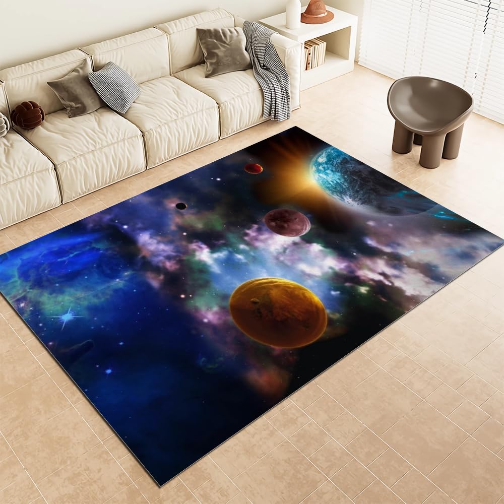 Sternenhimmel, Weltraum, Nachthimmel, Sterne, 3D-Teppich, geeignet für Wohnzimmer, Badezimmer, Eingang, rutschfeste Matte, Fußmatte, Küchenteppich