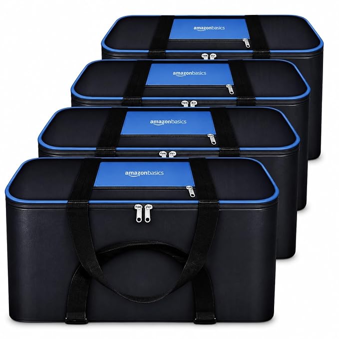 Amazon Basics 69L Large Storage Bag (Pack Of 4) | Moisture Proof Nylon Big Stora