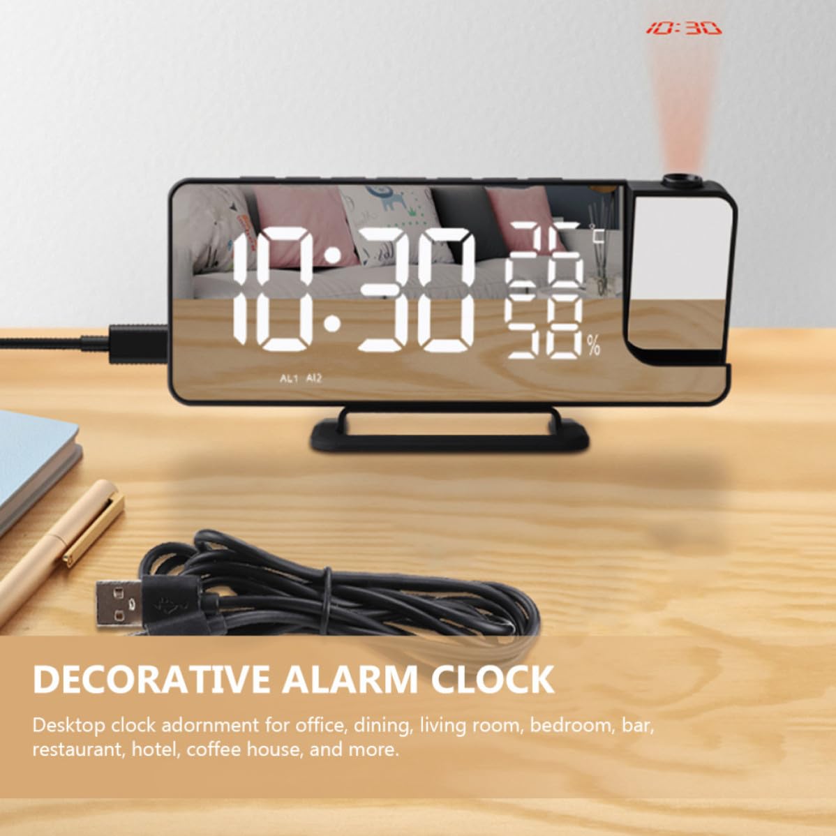 Reloj Despertador Multifunción de Proyección para Escritorio, Mesa