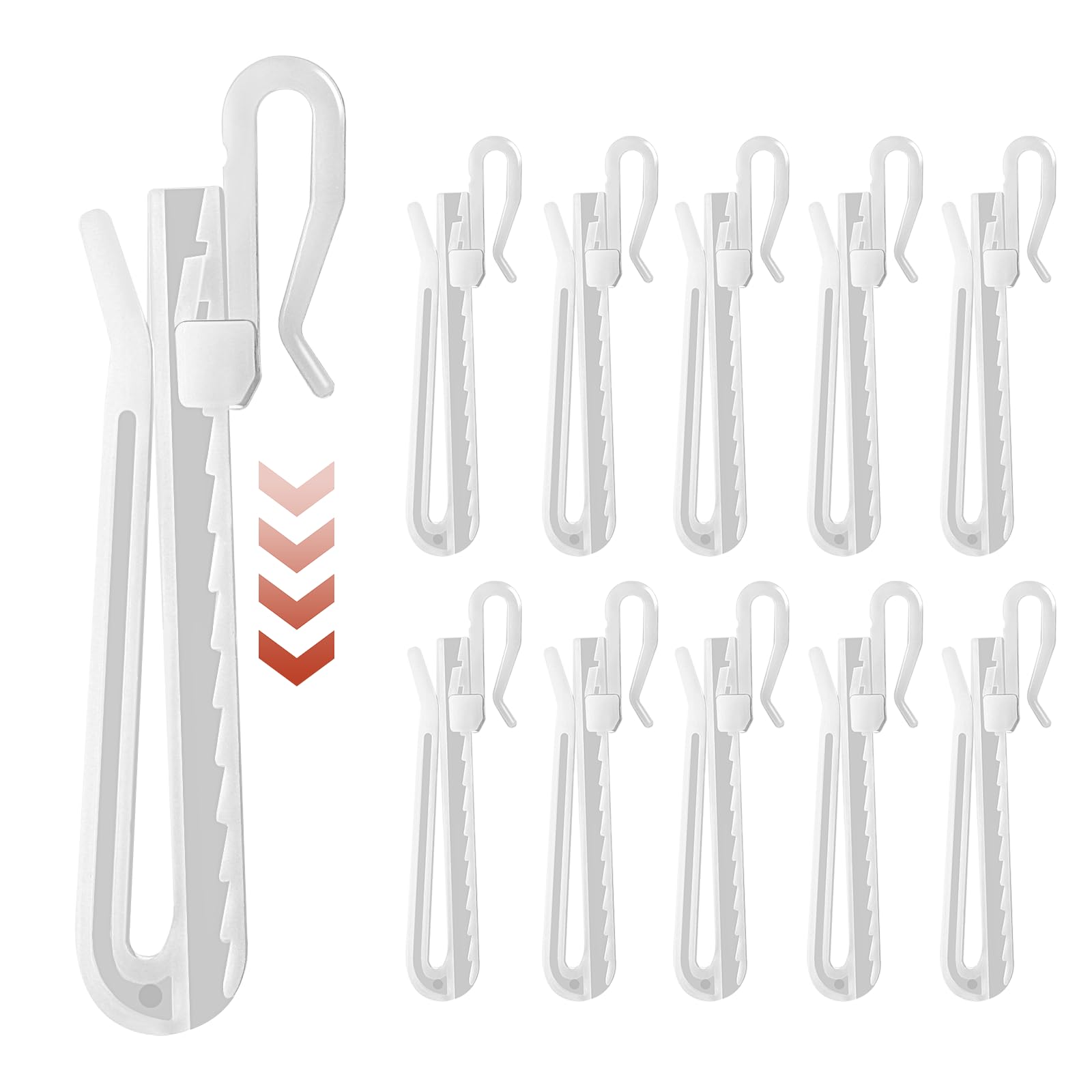 Aicosineg 30-Pack Plastic Curtain Pleat Hooks - 1.34 Inch Length For Pinch Pleat Heading Tape, White