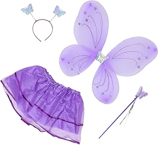 Conjunto De 4 Peças De Vestidos Brancos Curtos Vestidos De Brancos Ternos Femininos Traje De Asa De Borboleta Decorações De Festa De Fadas Roupas De Princesa
