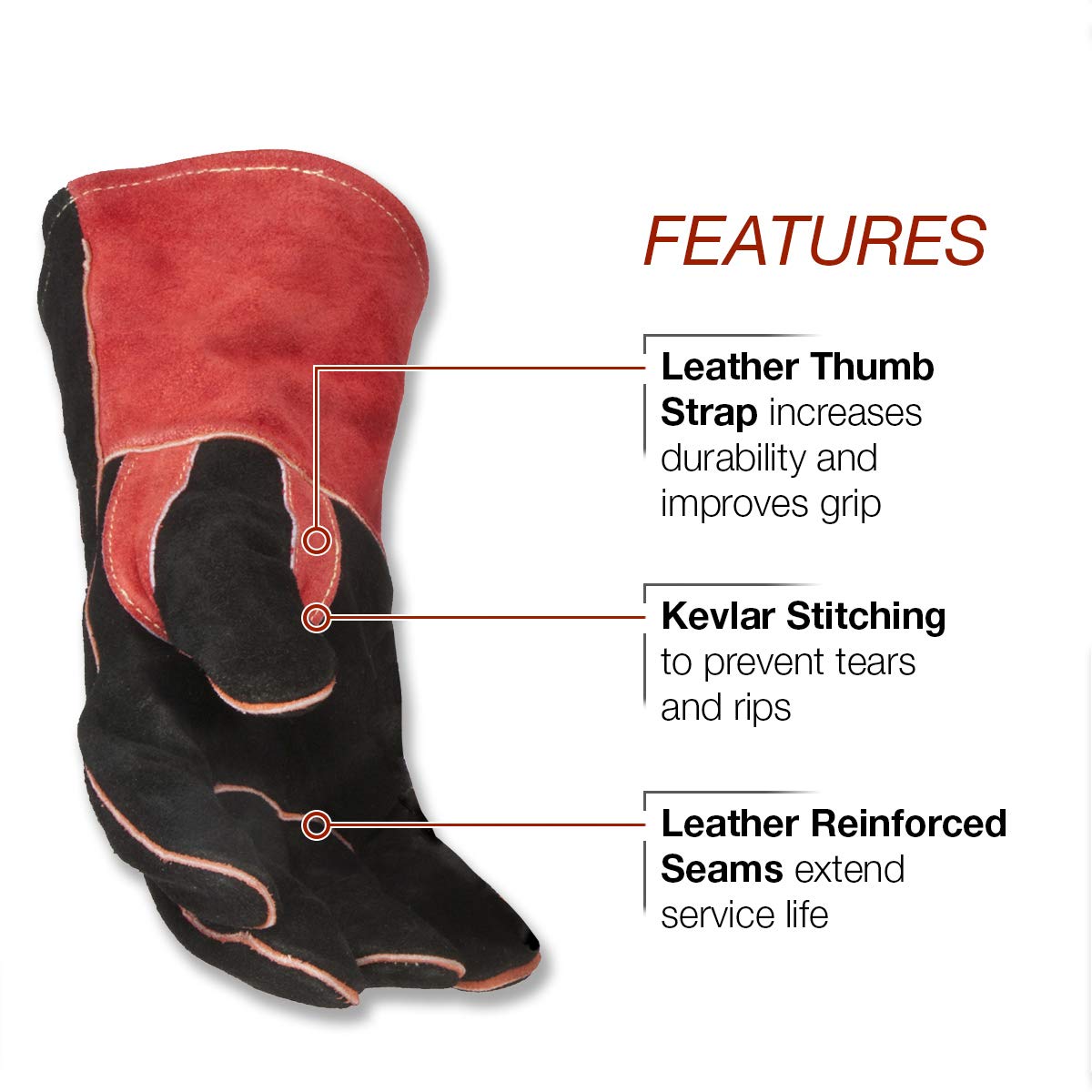 Viking 3350 Medieval Welding Helmet & Traditional MIG/Stick Welding Gloves | 14" Lined Leather | Kevlar Stitching | K2979-ALL