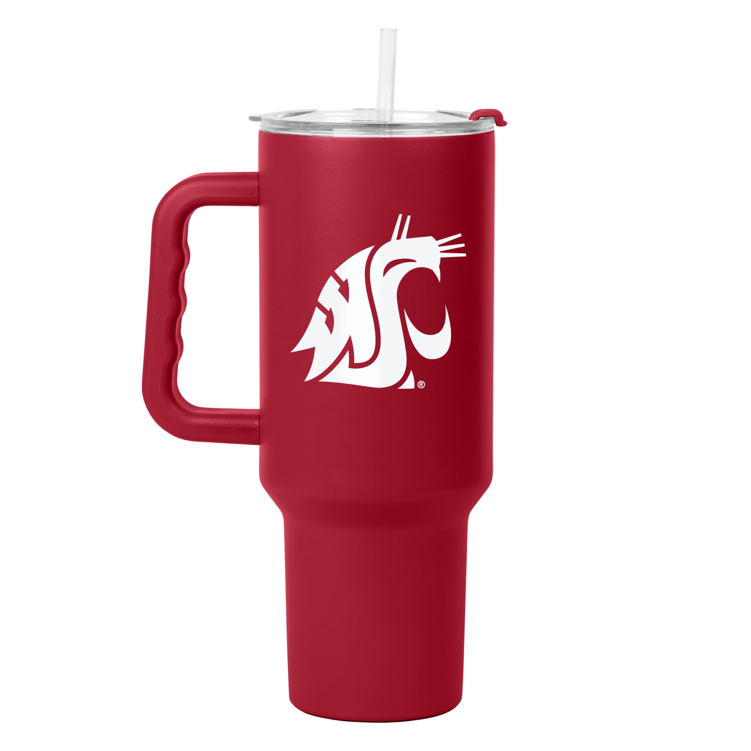 Logo Brands NCAA 40 oz Tumbler with Handle -Stainless Steel Insulated Travel Tumbler with Straw Lid – Powder Coated, Leak-Resistant, Keeps Drinks Hot/Cold – Great for Tailgating, or Everyday Use