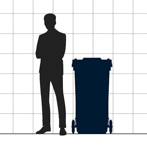 Miniatura 3 de Juego de 4 cubos de basura rectangulares con ruedas azules de 64 galones con tapa y accesorio para colocar