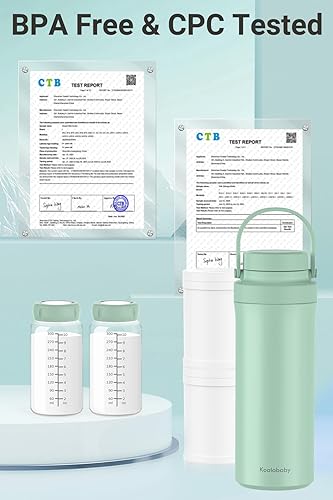Miniatura 6 de Koalababy Enfriador portátil de leche materna de 22 onzas Enfriamiento de 24 horas, con 2 botellas para almacenamiento de leche materna, enfriador