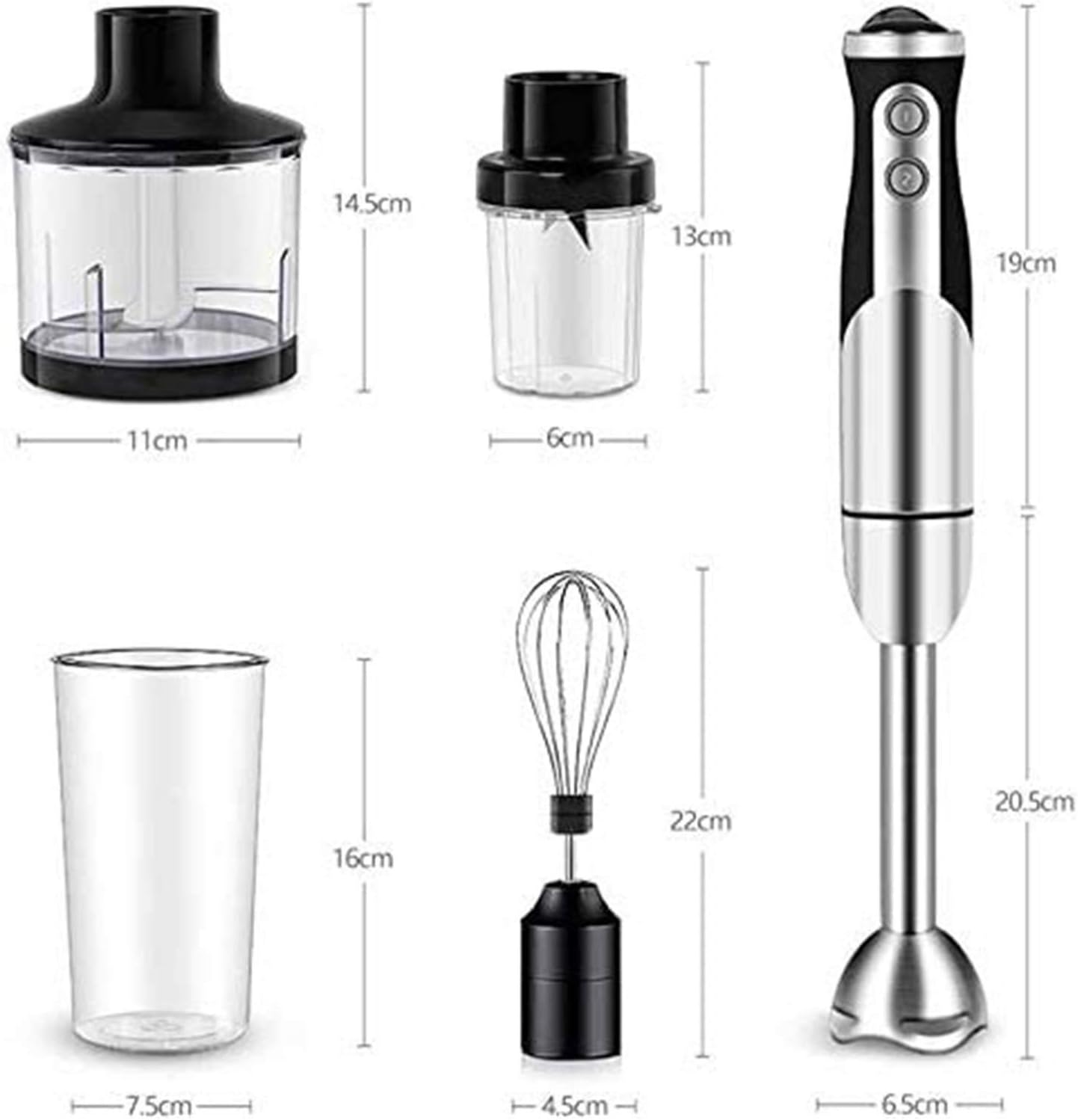 Hand Blender 5-in-1 Immersion Stick Blender 800W Electric Handheld Blender Set with Chopper Container Milk Frother Egg Whisk for Smoothies Sauces Soups