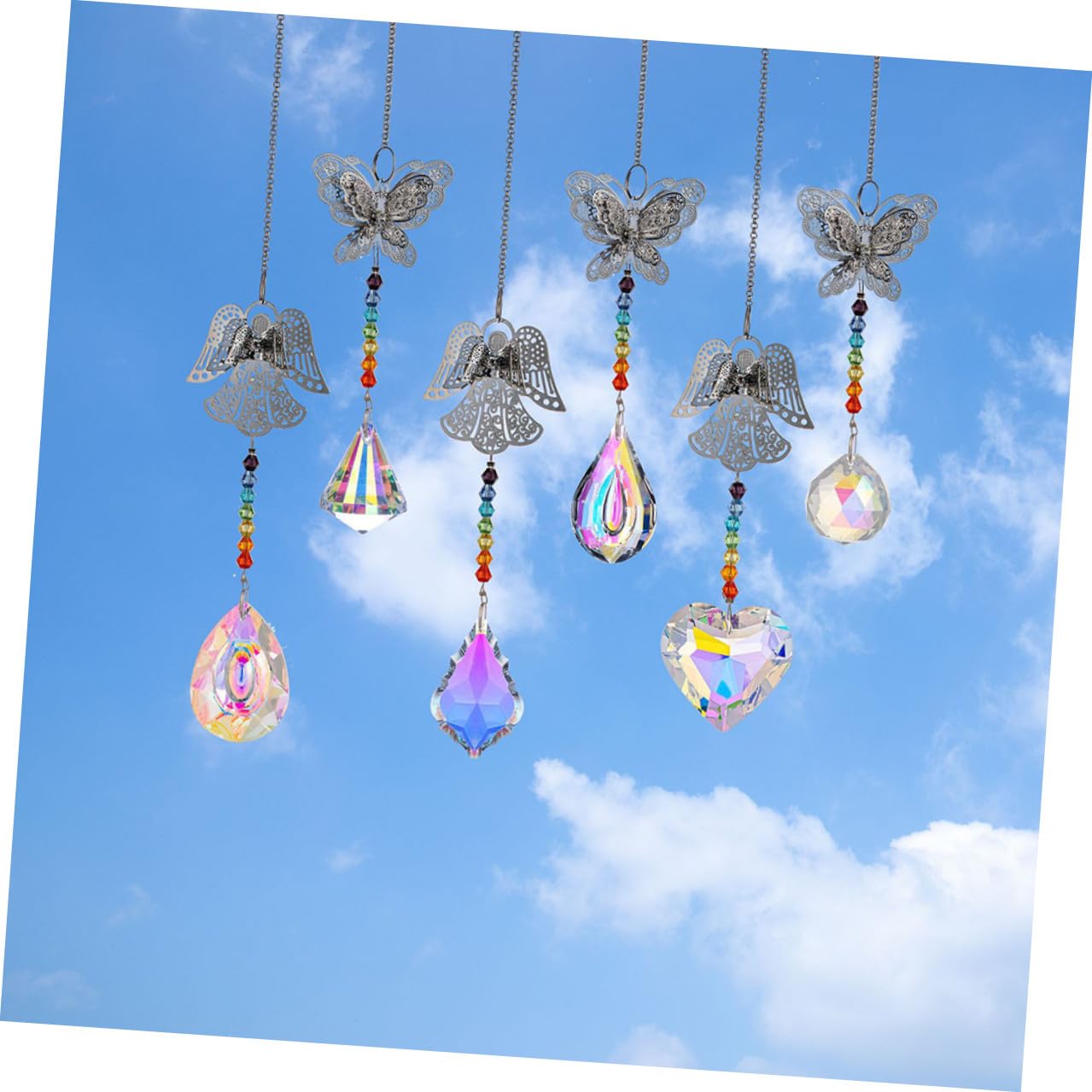 Gatuida 6 Stück Teiliges Kristall Fensterdeko Hängend Delikate Prisma Anhänger Regenbogenmacher Leichtes Ornament für Wohnzimmer Gartendekoration für Zuhause