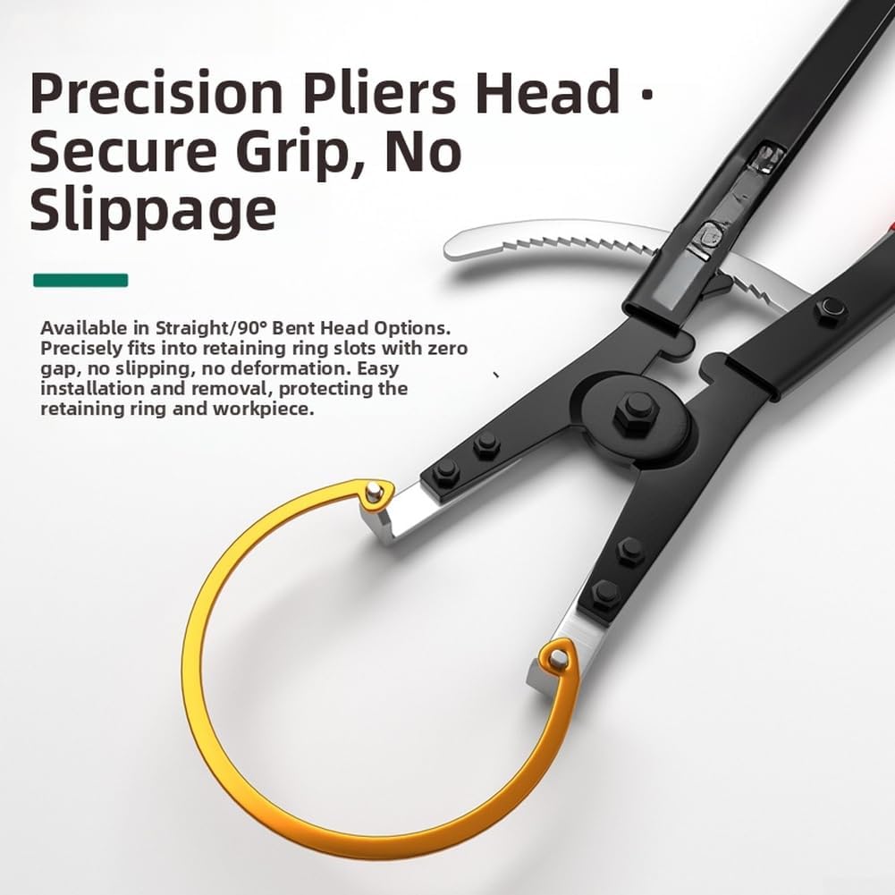 Pinza per anelli elastici da 63,5 cm con blocco, punta curva in acciaio temprato, per riparazione auto (Outward Bend)