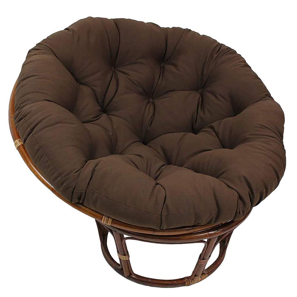 Brown Round Papasan Cushion, Thicken Cotton Soft Hanging Egg Hammock Chair Pads for Indoor Outdoor(Not Included Chair),47.2x47.2inch