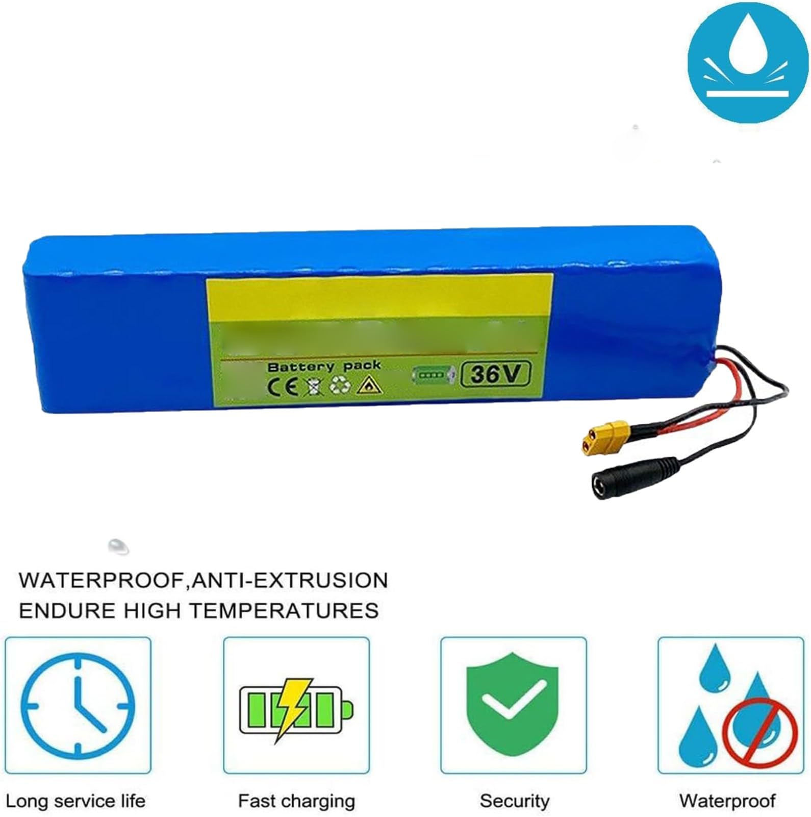 Batterie pour Vélo Électrique 36 V 10 Ah, Batterie Lithium-ION Étanche pour Trottinette Électrique Ou Kart, Batterie De Remplacement Au Lithium avec Chargeur