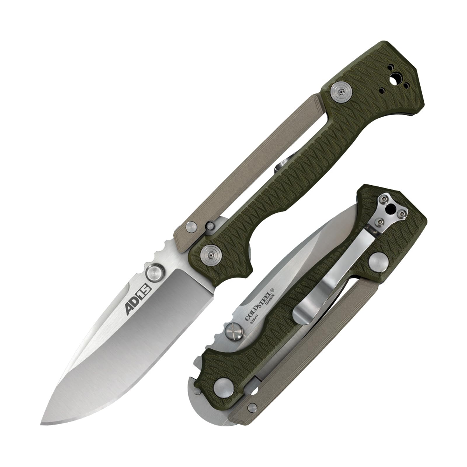 Cold SteelAD-15 3.5" S35VN Steel Ultra-Sharp Blade 5" G-10 Handle Tactical Folding Knife with Scorpion Lock and Pocket/Belt Clip
