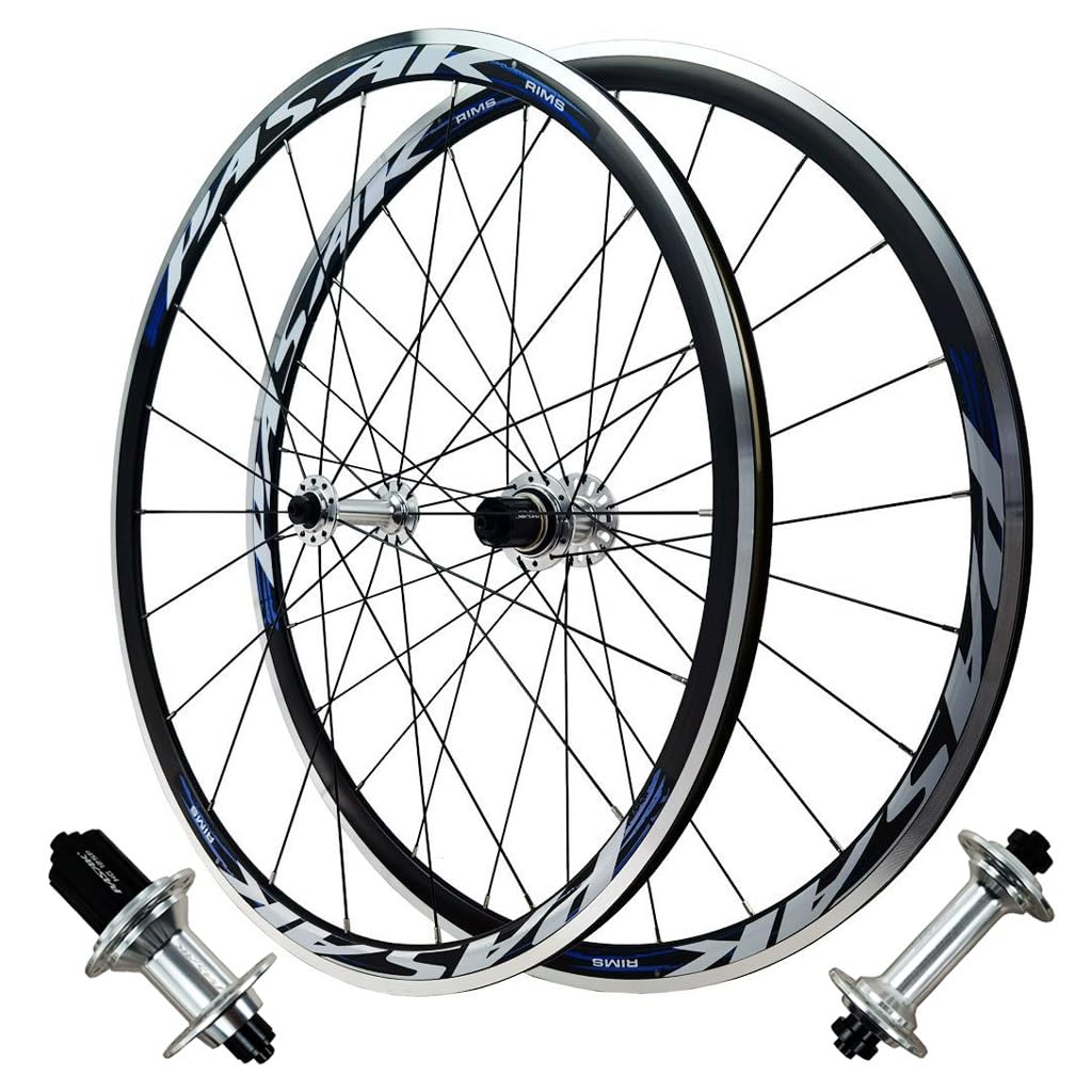 HOMSXPAC Road Bicycle Wheelset 700C, Double Wall Aluminum Alloy Quick Release Rim V Brake 30MM Bike Wheels 24H Round Spokes for 8-12 Speed