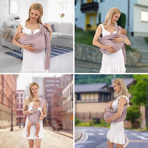 Miniatura 6 de Portabebés - Portabebés - Eslinga de anillo suave ajustable para recién nacidos, correa multifuncional transpirable para mamá y papá, apoyo a bebés