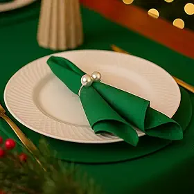 Kit 6 Guardanapos de Tecido Oxford Liso 35x35cm para Mesa Posta, Jantar, Casamento, Festa, Natal e Decoração – Guardanapo de Pano Diversas Cores (Verde)
