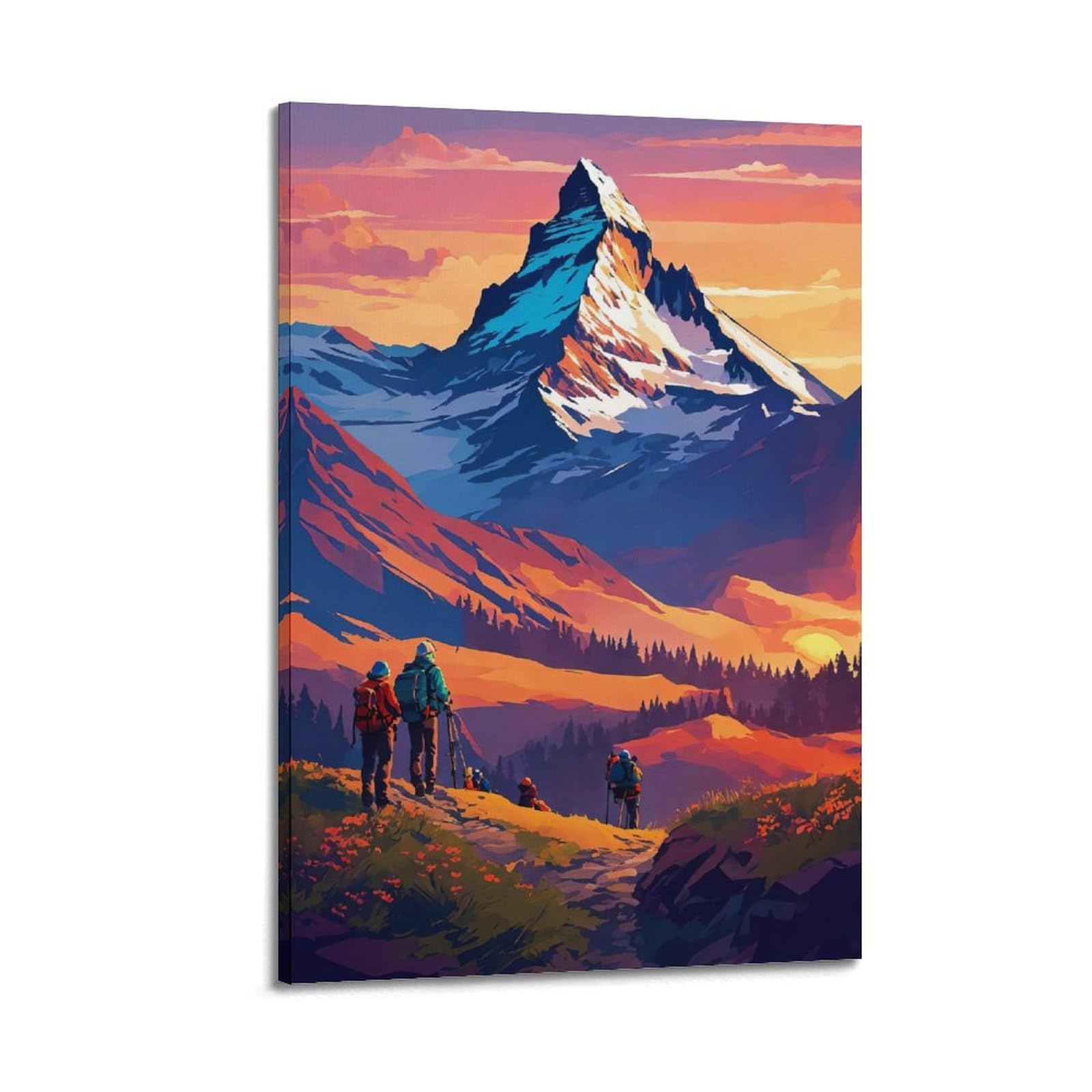 Poster su tela, motivo: sport estremi, alpinismo ed escursionismo, con squadre di avventura, stampa moderna, poster decorativo per camera da letto, per camera da letto, 60 x 90 cm
