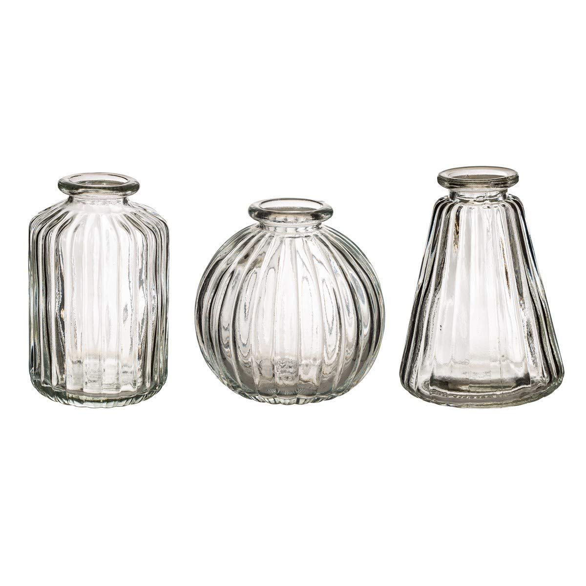 Plain Glass Bud Vases - Set of 3 Clear