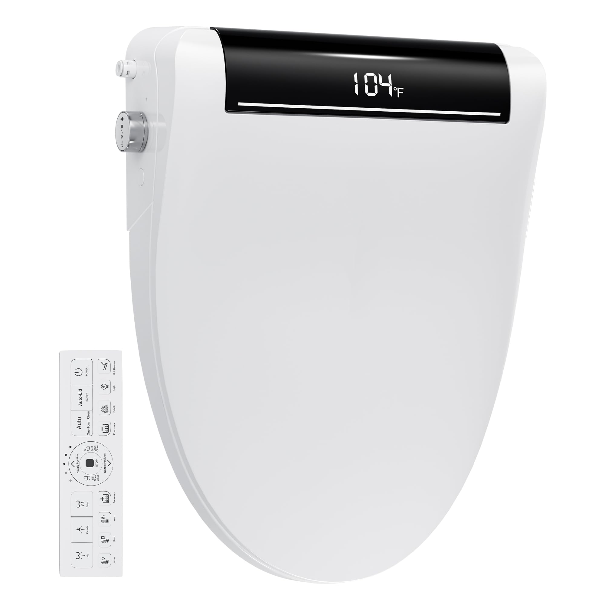 Sedile WC con scudo a bolle, bidet elettrico riscaldato con acqua calda senza fine, con asciugatrice, coperchio e sedile con apertura automatica, display temperatura LED, sedile bidet