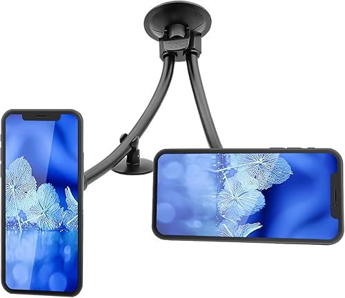 Soporte magnético doble para teléfono de automóvil, cuello de cisne para parabrisas de camión y tablero con estabilizador de 3 M, soporte de