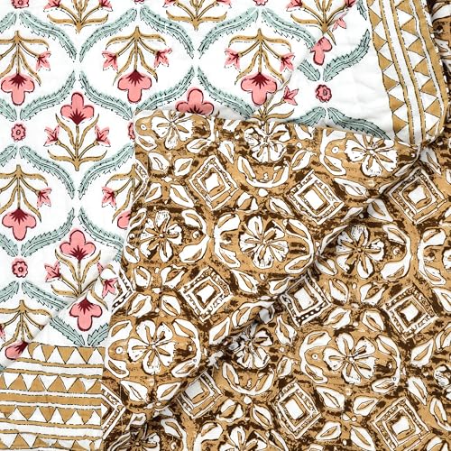 Image of BLOCKS OF INDIA Hand Block Printed Cotton King Size Quilt /Rajai | Design 54
