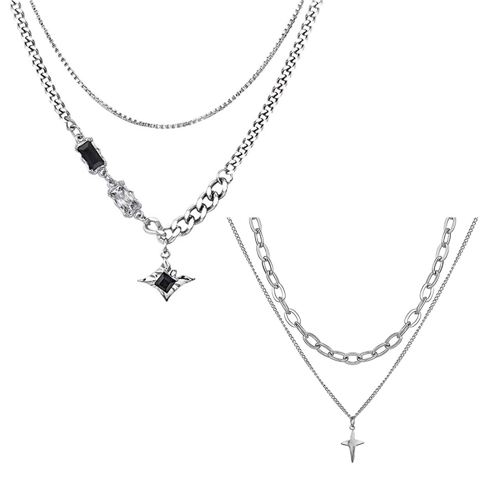 Gothic Jewellery, Crescent Moon and Star Necklace with Chain Bracelet for Men, Punk Accessories, Gothic Bracelet for Men, Unisex Fashion Statement-image-31