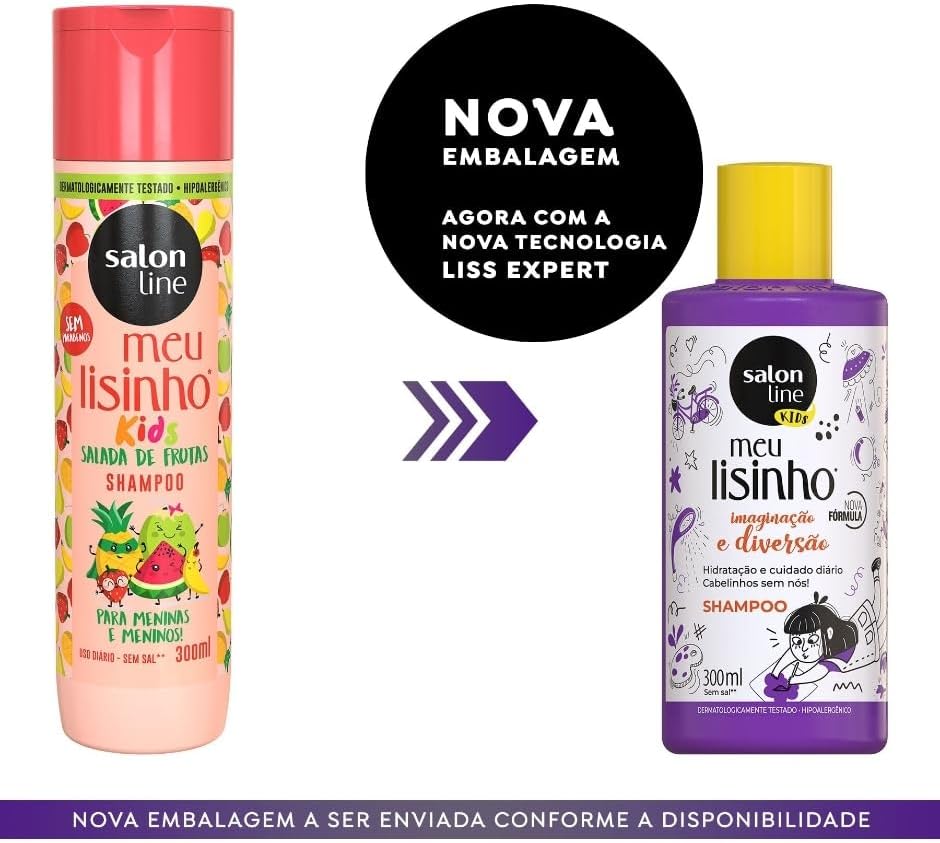 Salon Line, Shampoo, Meu Lisinho Kids, Imaginação e Diversão, Vegano - Cabelos Lisos, 300 ml